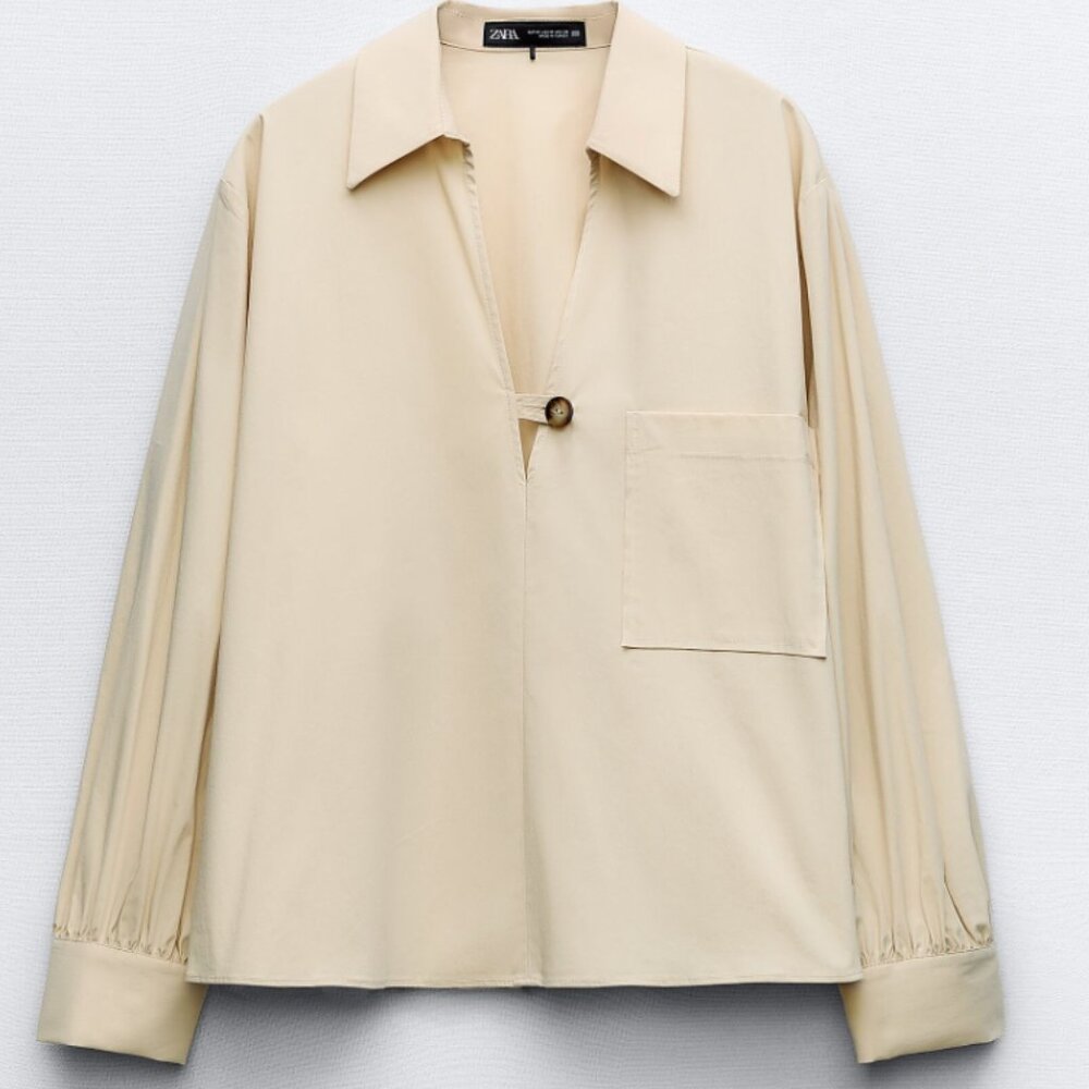 Zara Button Tab Collar Shirt